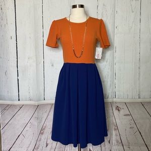 Lularoe Amelia Dress, Orange 🍊 and Blue